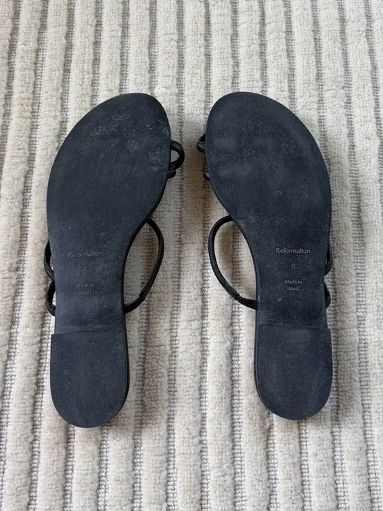 Reformation Ludo Toe Ring Strappy Flat Sandal Black - Size 6 - Picture 4 of 4
